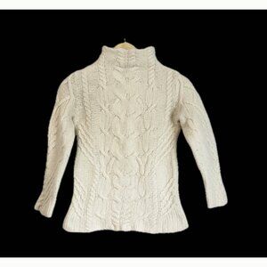 Aran Mor Ireland Sweater Women’s Ivory Cable Knit Sweater Fisherman Size XS/S